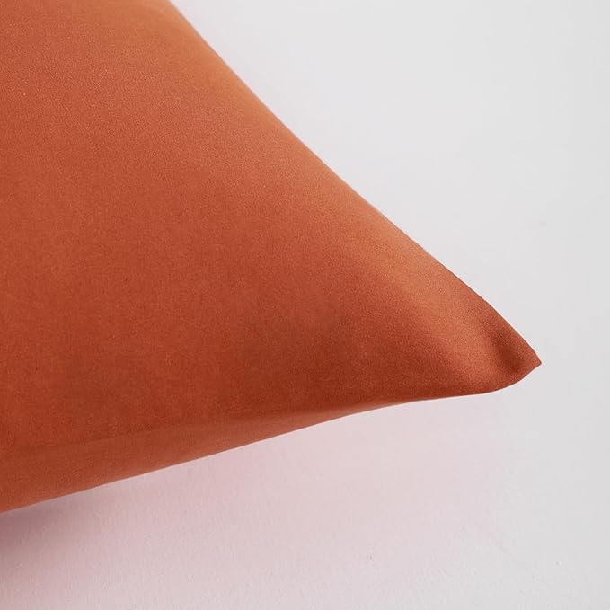 FLXXIE Pillow Cases Standard Size, Soft Microfiber Pillow Covers with Envelope Closure, Wrinkle, Stain Resistant Pillowcases, 2 Piece Set, 20x26, Burnt Orange