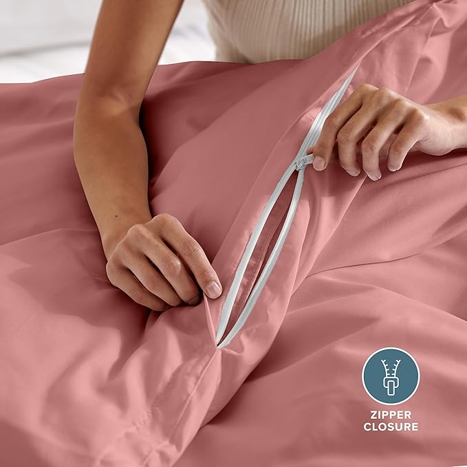Bare Home Bedding Duvet Cover Extra Long Size - Premium 1800 Super Soft Collection - Lightweight, Cooling - Soft Breathable Bedding Duvet Cover (Twin/Twin XL, Dusty Rose)