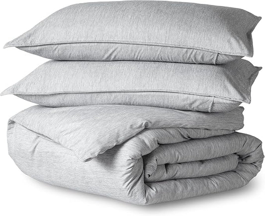 Bare Home Bedding Duvet Cover Full Size - Premium 1800 Super Soft Collection - Lightweight, Duvet Cover - Soft Textured Bedding (Full, Heathered Pewter)