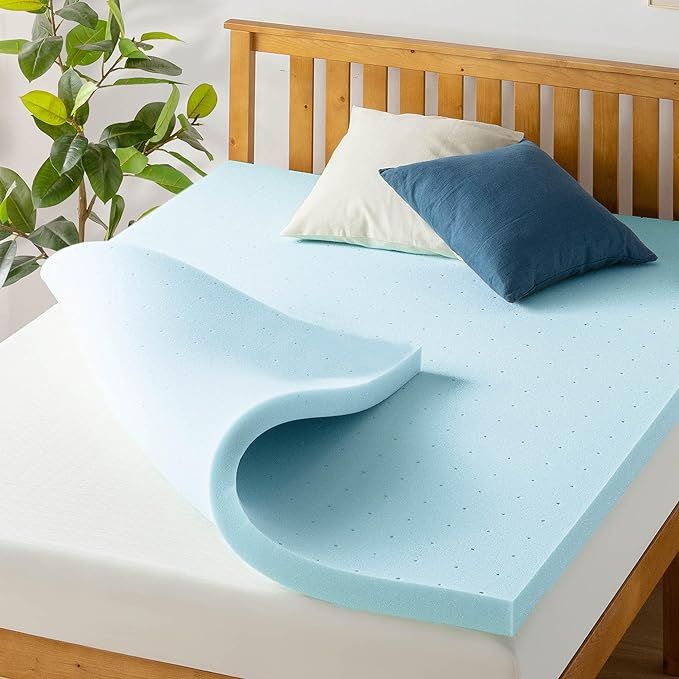 Best Price Mattress 2.5 Inch Ventilated Memory Foam Mattress Topper, Cooling Gel Infusion, CertiPUR-US Certified, Dorm Essentials, Queen