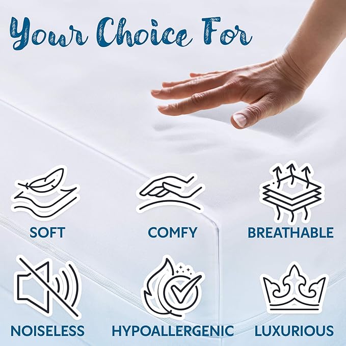 Guardmax Twin Mattress Encasement with Zipper, Waterproof, Bed Bug Proof, and Dust Mite Proof Mattress Protector for Twin Size Bed up to 10" Deep, Zippered All Around Jersey Knitted Mattress Cover