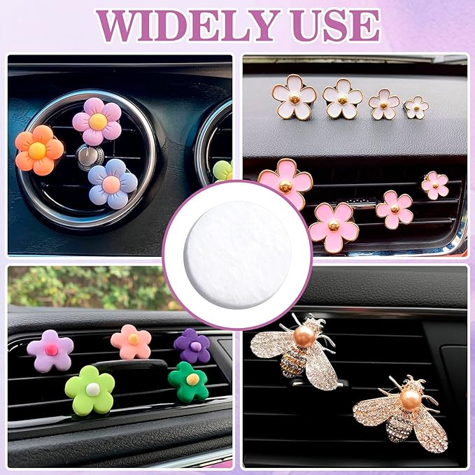 100pcs Aromatherapy Refill Felt Pads, 0.67in/17mm Unscented Air Freshener Replacement Pads, Perfumes Refill Tablets for Car Diffuser- White