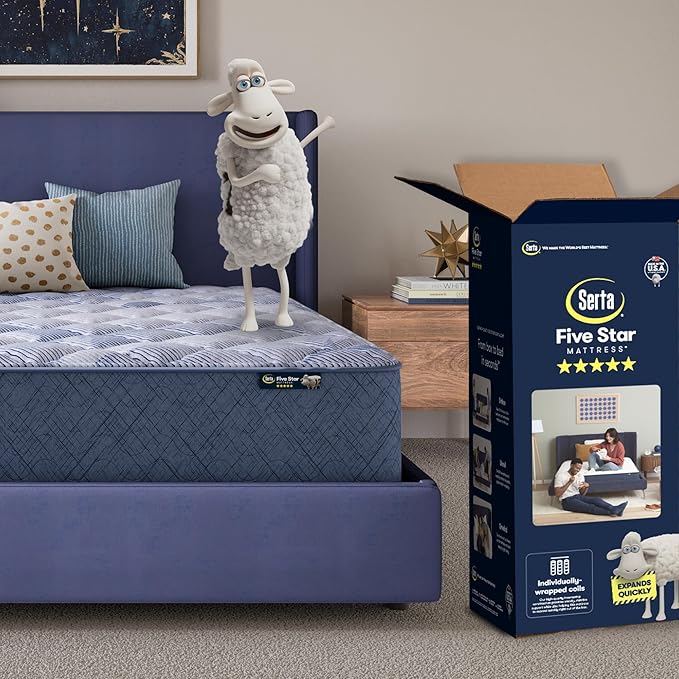 Serta Five Star Mattress Tranquility 14-Inch Plush – King – Zoned Support, Pressure Relief, Cooling Comfort – Made in USA – Bed-in-a-Box – 100 Night Trial, 10-Year Limited Warranty