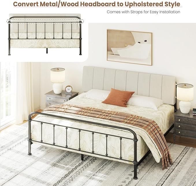King Size Headboard Only-No Assembly, Upholstered Headboard King Size Linen Fabric Modern Style Headboards Extra-Thick, Beige