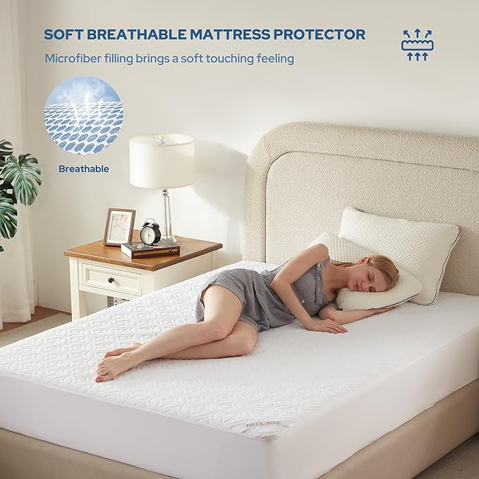 BEDLORE 2 Pack Waterproof Mattress Protector, California King Size Mattress Pad with Deep Pocket 6"-18" Depth, Soft Breathable Bed Mattress Cover for Bedroom, College Dorm (White)