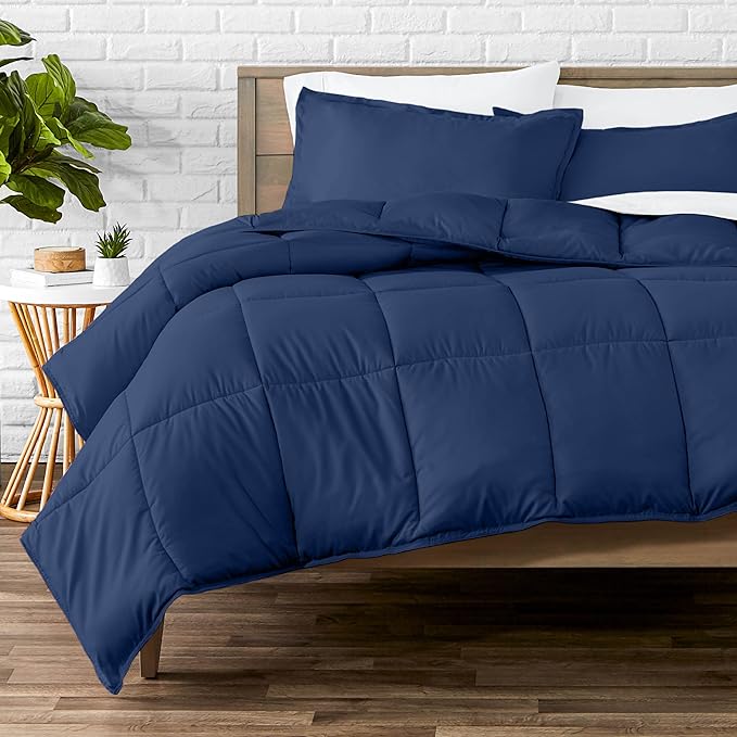 Bare Home Comforter Set - Full Size - Ultra-Soft - Goose Down Alternative - Premium 1800 Series - All Season Warmth (Full, Dark Blue)