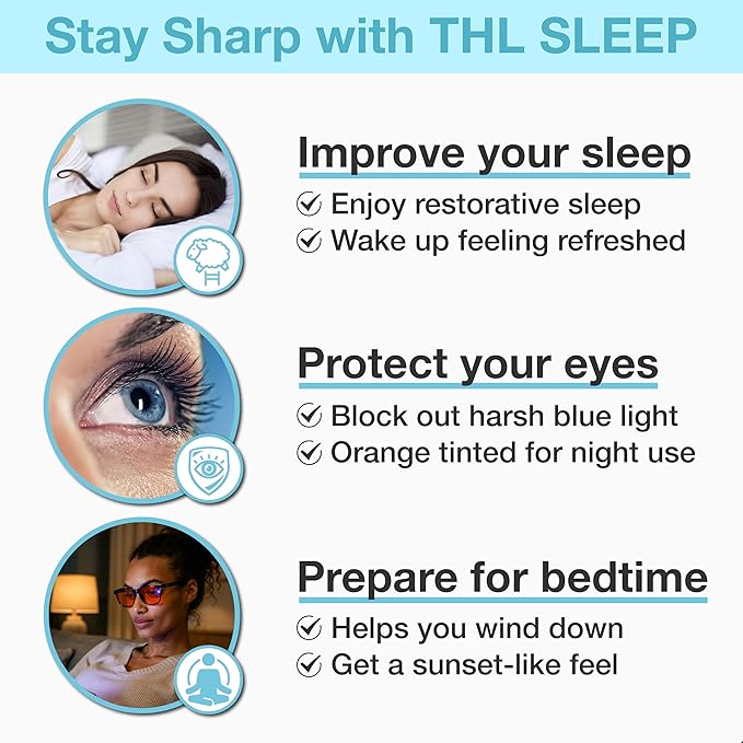 Orange Blue Light Blocking Glasses for Better Sleep - 99.5% Premium Acetate Orange Computer Migraine Glasses for Women & Men - Amber Gaming Glasses - Blue Light Blockers Gamer Glasses for Eye Strain
