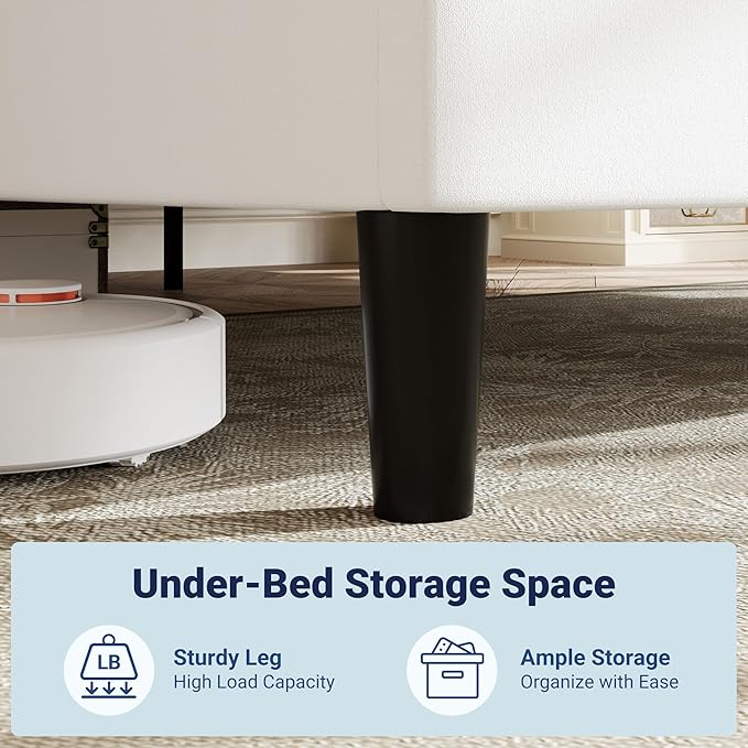 Allewie Queen Platform Bed Frame with Adjustable Headboard, Plush Velvet Upholstered, Vertical Channel Tufted, Sturdy Wooden Slats, No Box Spring Needed, Easy Assembly, White