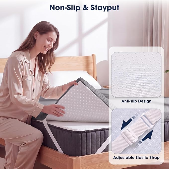 VALUXE 3 Inch Gel Memory Foam Mattress Topper Twin XL Size High Density Cooling Pad Pressure Relief Bed Topper Grey (with Removable & Washable Bamboo Cover)