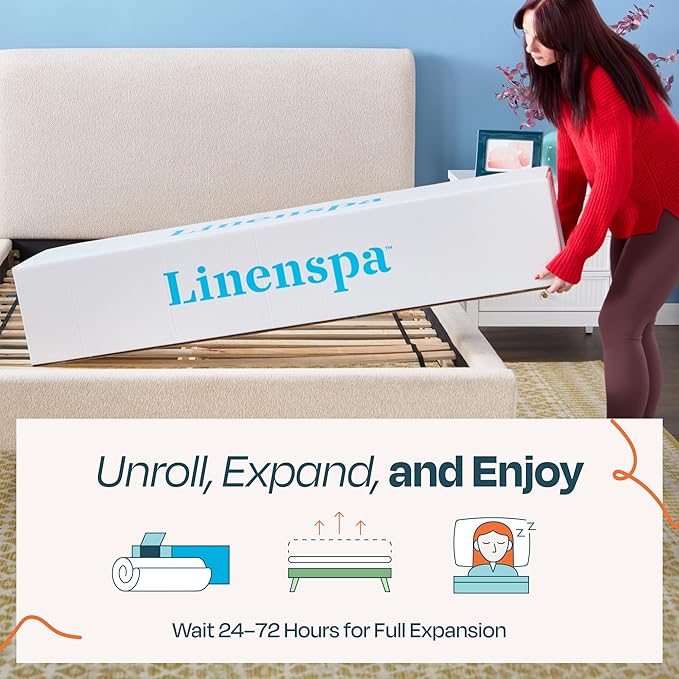 Linenspa 10 Inch Memory Foam and Spring Hybrid Mattress - Medium Feel - Bed in a Box - Quality Comfort and Adaptive Support - Breathable - Cooling - Perfect for a Guest Bedroom - Twin Size