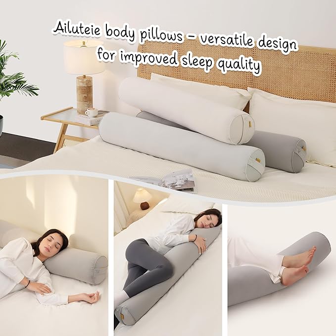 Body Pillow for Adults,Long Round Pillow,Big Cylindrical Pillow,Large Full Bolster Pillows for Side Sleepers (Zinc Gray, 47.24"*7.87")