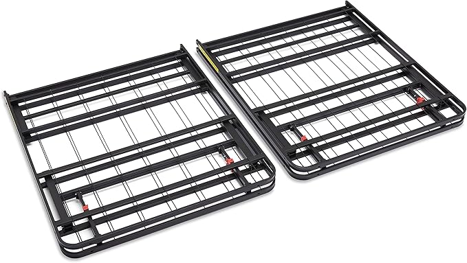 Amazon Basics Bed Frame with Storage, Foldable Metal Platform, Sturdy Steel, No Box Spring Needed, 14-inch High, Tool-Free Setup, Noise Free, Easy Assembly, Queen Size, Black