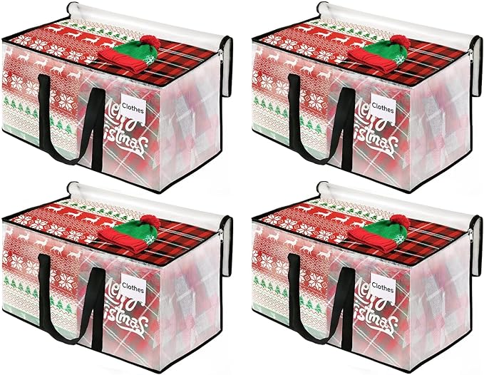 BlissTotes Moving Bags, 93L 4-Pack Storage Bags, Moving Box Heavy Duty Extra Large, Moving Totes with Zipper, Large Packing Bag with Reinforced Handles, Boxes for Packaging Moving
