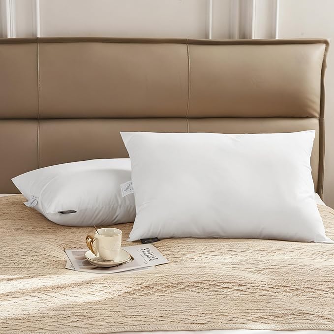 Farm to Home Feather and Down Pillows, 100% Organic Cotton Cover Pillows, Luxury Hotel Collection Bed Pillows for Sleeping, 20" x 36" King Size Set of 2