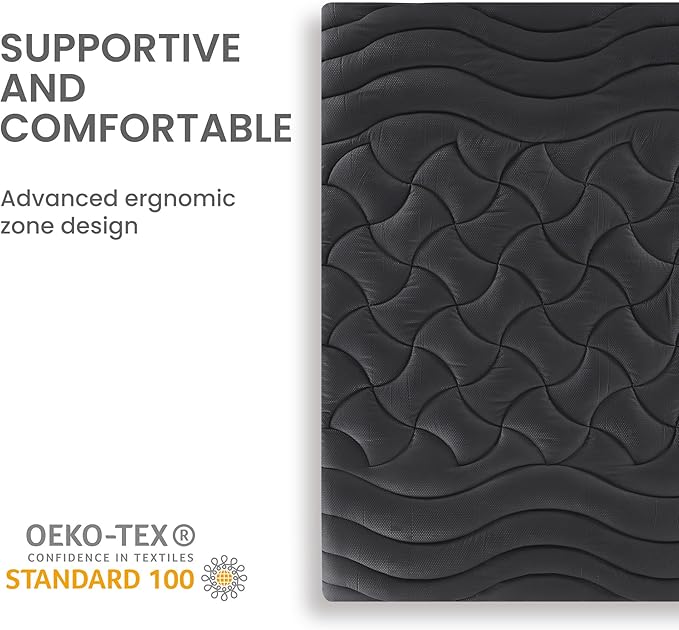 SLEEP ZONE Cooling Mattress Topper California King, Premium Zoned Cool Mattress Pad Cover, Padded Mattress Protector Breathable Washable, Deep Pocket 8-21" (Black, Cal King)