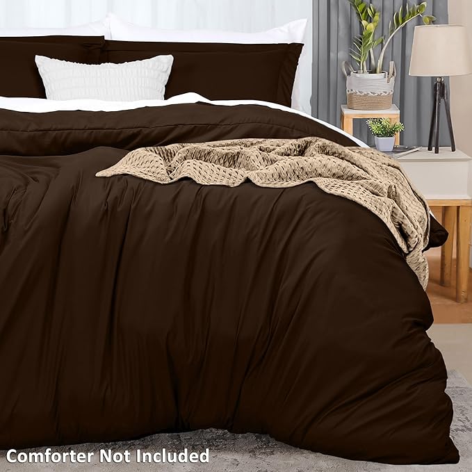 Utopia Bedding Duvet Cover Queen Size - 3 Piece with Zipper Closure - 1 Comforter Cover 90X90 Inches & 2 Pillow Shams 20X26 Inches (Brown) Comforter Not Included