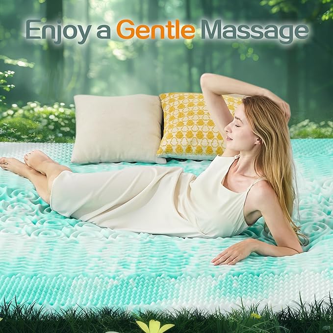 SINWEEK 1.5 Inch Mattress Topper 5-Zone Memory Foam Mattress Topper Pressure Relieve Soft Mattress Pad, CertiPUR-US Certified, King Size, Green
