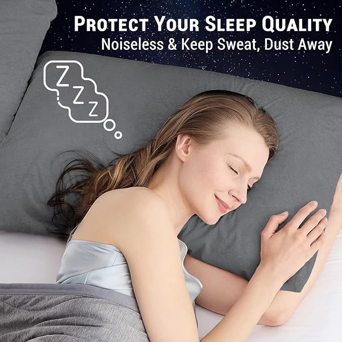 Gogreen Bamboo Rayon Waterproof Pillow Protector, Breathable Pillow Cover, Cooling Pillow Case Protector with Zipper, Super Soft Pillow Case Cover with Zipper (4 Packs, Queen 20"x30", Grey)