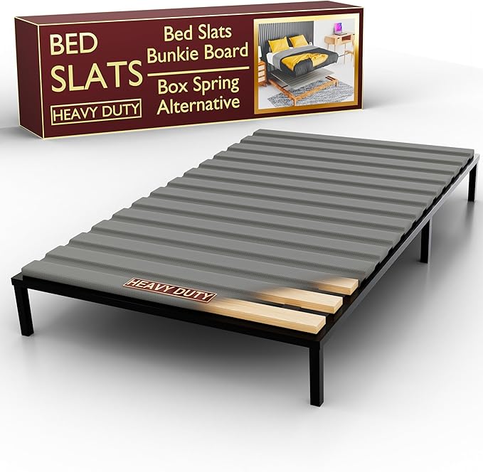 Treaton, 0.75-Inch Heavy Duty Horizontal Wooden Bunkie Board/Bed Slats, 78" x 60", Grey
