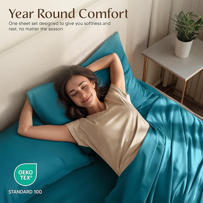 Utopia Bedding Twin XL Sheet Set – 3 Piece Bed Sheets for Twin XL Size Bed, Soft and Breathable Microfiber, Includes 1 Fitted Sheet, 1 Flat Sheet and 1 Pillowcase – Oeko Tex (Denim Blue)