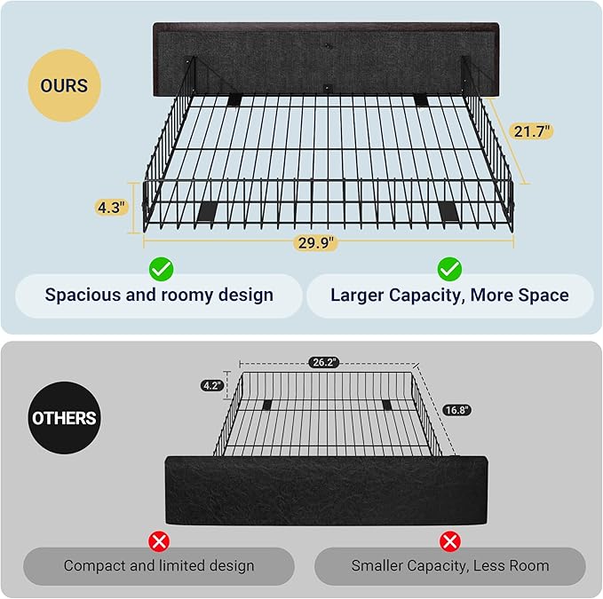 Allewie Upholstered Full Size Platform Bed Frame with 4 Storage Drawers and Headboard, Diamond Stitched Button Tufted, Mattress Foundation with Wooden Slats Support, No Box Spring Needed, Black Brown