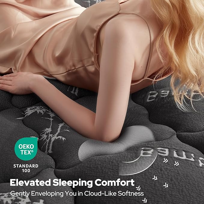 BEDLORE Full Size Mattress Topper Viscose Derived from Bamboo, Thick Pillow Top Mattress Pad with Stretchable Pockets for 6"-15" Mattress, Breathable Mattress Topper for Back Pain Relief(Dark Gray)
