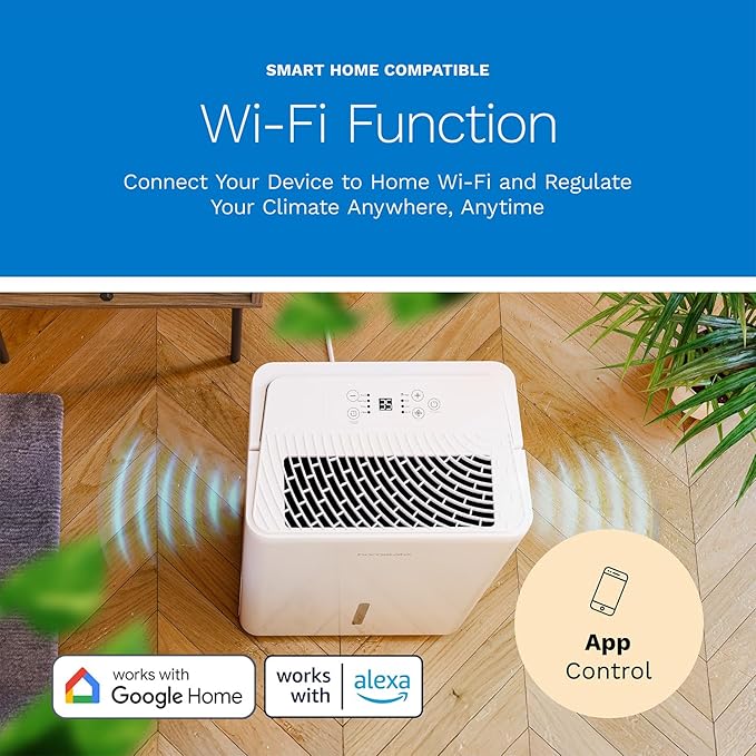 hOmeLabs Dehumidifier 3,500 Sq Ft Wi-Fi (25 Pint MAX 64 Pint at 95°F, 90% RH) for Advanced Humidity & Moisture Control, Quiet, Efficient, Auto Shut-off, Ideal for Home, Basement, Office
