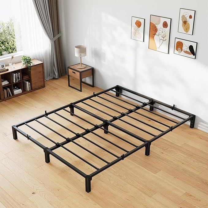 GarveeHome 8 Inch Queen Bed Frame, Heavy Duty Metal Platform Bed Frame with Reinforced Slats & 800 lbs Capacity, Easy Assembly, Noise Free, No Screws Needed,No Box Spring Needed