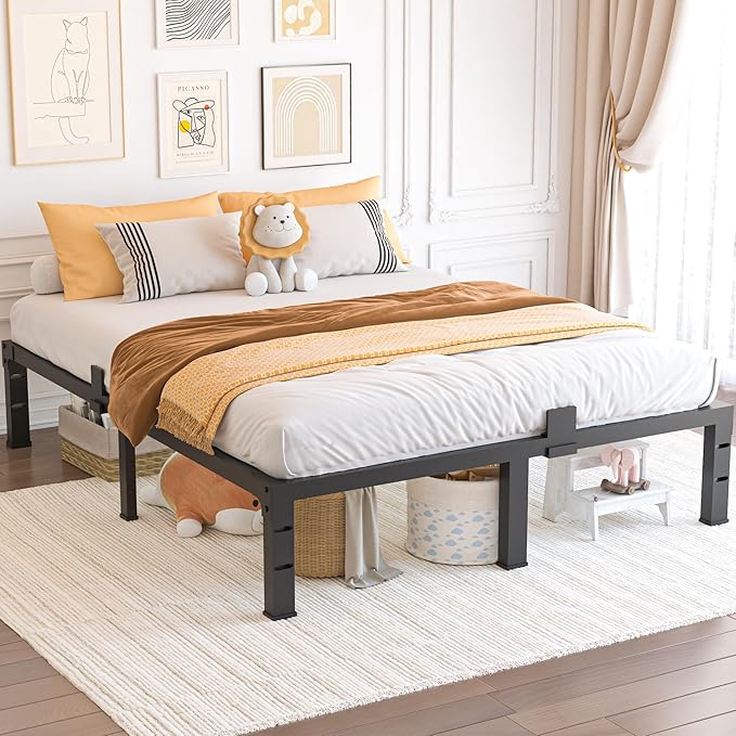 Yitong Angel Full Size Bed Frame 12 inch High 3500 lbs Heavy Duty Metal Platform Mattress Foundation with Steel Slat Support/No Box Spring Needed/Noise Free/Non-Slip/Easy Assembly