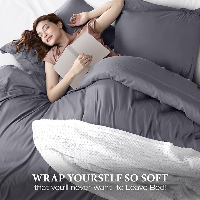 Utopia Bedding Duvet Cover California King Size - 3 Piece with Zipper Closure - 1 Comforter Cover 104X98 Inches & 2 Pillow Shams 20X36 Inches (Grey) Comforter Not Included