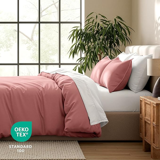 Bare Home Bedding Duvet Cover Extra Long Size - Premium 1800 Super Soft Collection - Lightweight, Cooling - Soft Breathable Bedding Duvet Cover (Twin/Twin XL, Dusty Rose)
