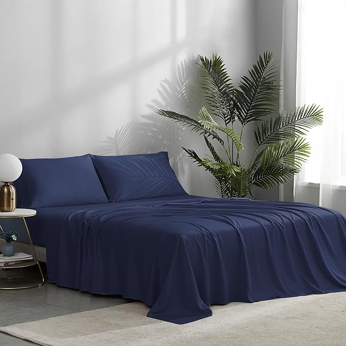 NATUREFIELD Split King Sheets Set (5pc) for Adjustable Bed, 100% Rayon from Bamboo Cooling Sheets, Twin XL Fitted Sheets, Deep Pocket Hotel Luxury Bedding