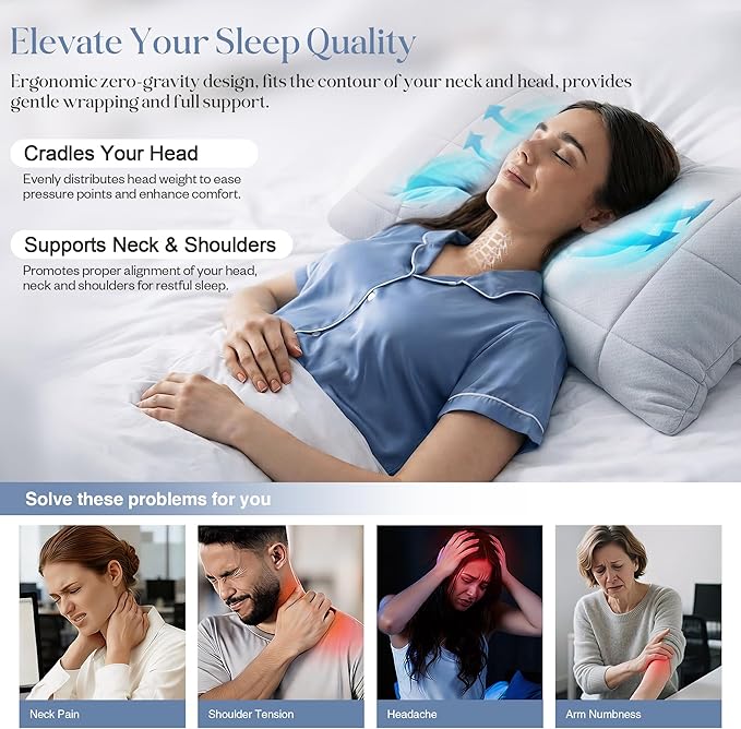 Cooling Adjustable Pillow for Side Sleepers, Silver Infused Bed Pillow, Cool Soft Firm Pillow for Hot Sleepers, Back & Stomach Sleepers, Self-Cleaning Technology for 3X Freshness Sleep, Grey