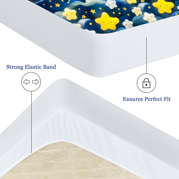 Sufdari Twin Mattress Protector,Waterproof Mattress Protector,Fitted Sheet Style Mattress Cover with 18" Deep Pocket,Washable and Comfortable-Starry Sky,Twin