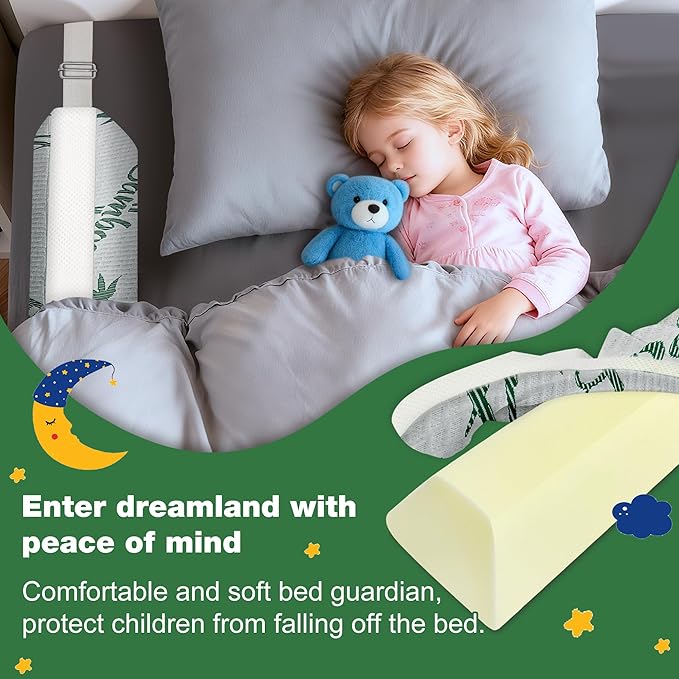 Baby Bed Bumpers for Toddlers with Adjustable Band, Foam Bed Guard Rail for Kids Bed Twin Full Queen King Size Bed, 1 Pack