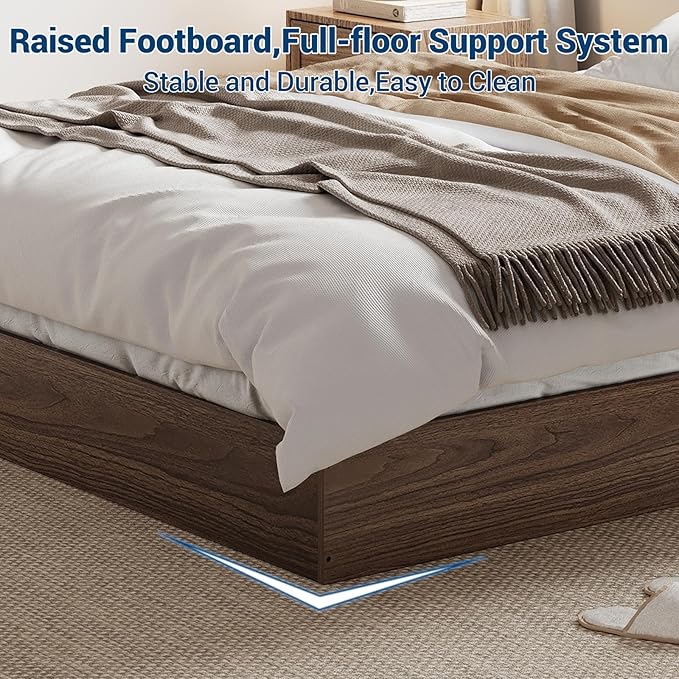 IDEALHOUSE Platform Bed Frame California King,Wooden Slat Support,No Box Spring Needed, Easy Assembly, Walnut
