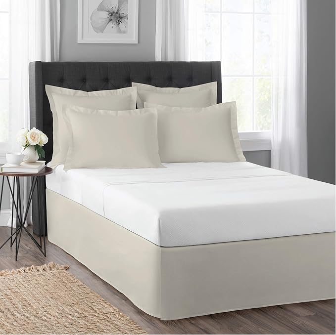 Today’s Home Classic Tailored Bed Skirt Dust Ruffle, Cotton Blend Design, 14" Drop Length, California King, Buttercream