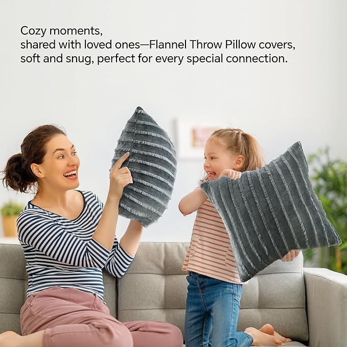 BEDELITE Velvet Pillow Covers 18x18 with Zipper, 2 Pack Super Soft Square Pillow Covers for Bedroom, Sofa, Luxury Cozy Fleece Pillowcases for All Seasons(18x18 Inches, Dark Gray-Boho)