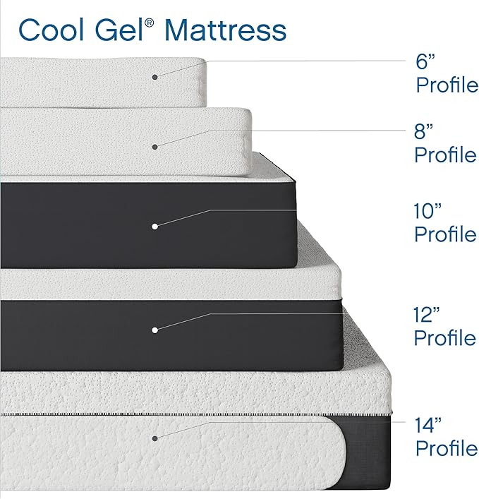 COOL GEL Memory Foam 10-Inch Mattress, CertiPUR-US Certified, Mattress in a Box, King, White