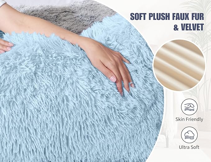 WSOFRLAC Thin Neck Pillow for loft Bed 20x54 Adjustable Back Decorative Pillows for Bed Blue Snuggle Pillows for Adults with Large Body Pillow Covers Machine Washable