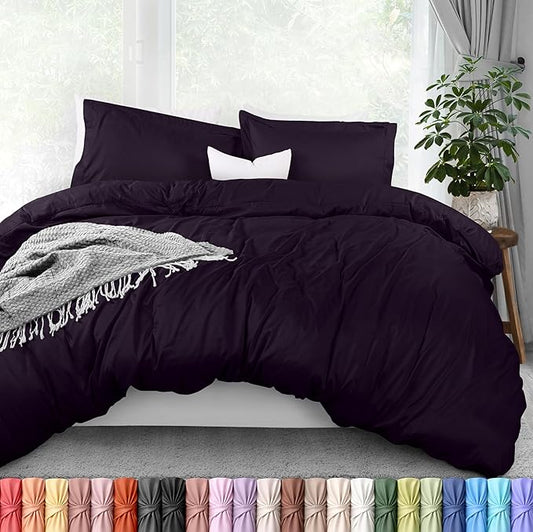 Utopia Bedding Duvet Cover Full Size - 3 Piece with Zipper Closure - 1 Comforter Cover 80X90 Inches & 2 Pillow Shams 20X26 Inches (Purple) Comforter Not Included