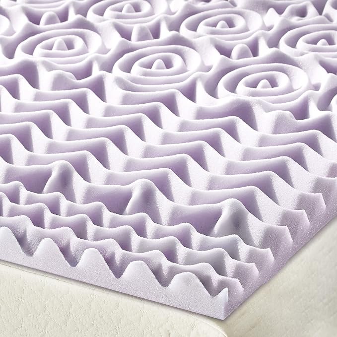 Mellow 1.5 Inch 5-Zone Memory Foam Mattress Topper, Soothing Lavender Infusion, Queen