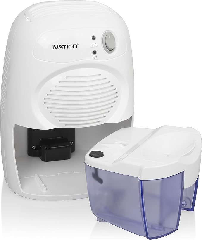 Ivation IVADM10 Powerful Small-Size Thermo-Electric Dehumidifier - for Smaller Room, Cupboard, Basement, Attic, Stored Boat, RV, Antique Car,White