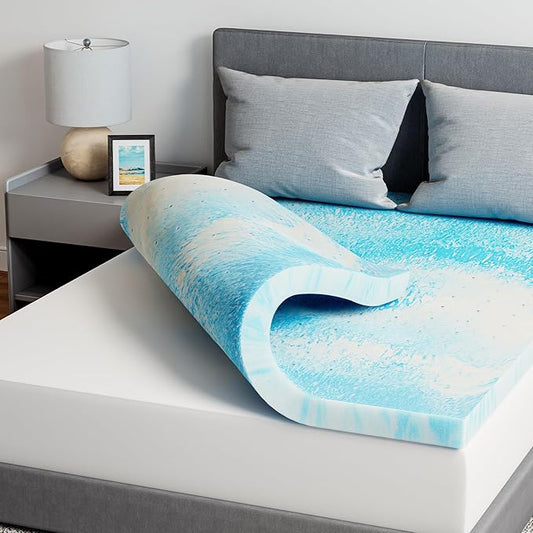 Novilla Full Memory Foam Mattress Topper 2 Inch, Cooling Gel Infused, Ventilated Pressure Relief Pad, Soft Comfort for Sofa, RV, Camper, Dorm Room