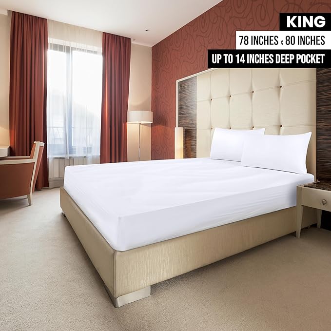 Utopia Bedding King Fitted Sheets - Bulk Pack of 2 Bottom Sheets - Soft Brushed Microfiber - Deep Pockets - Shrinkage & Fade Resistant - Easy Care (King, White)