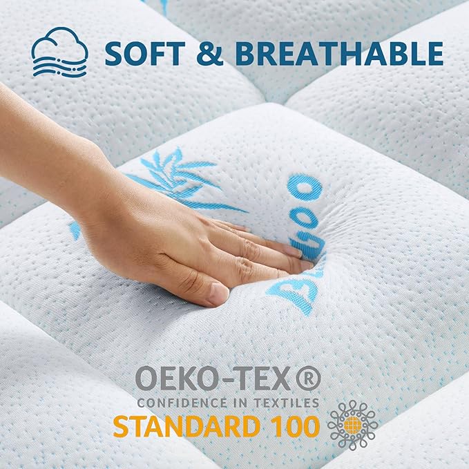 Mattress Topper Full Size,Viscose Made from Bamboo Extra Thick Mattress Pad 8-21" Deep Pocket Soft Down Alternative Fill Mattress Protector Pillow Top Mattress Cover(54x75 Inches)