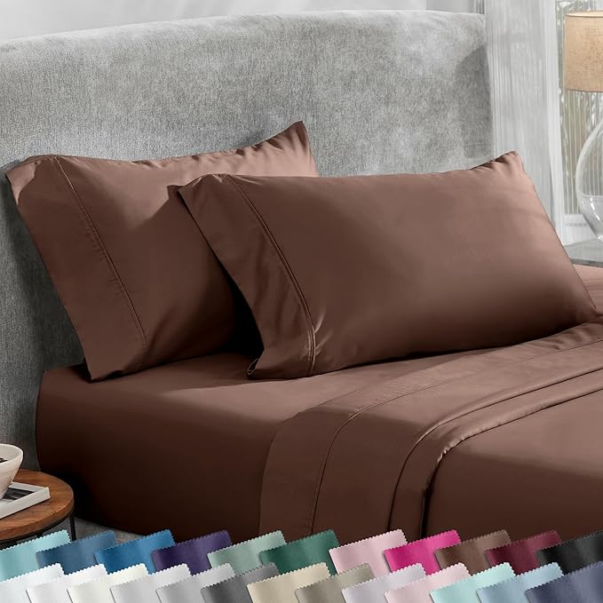 California Design Den Standard/Queen Size Pillowcase Set - Soft 400 Thread Count Sateen, 100% Cotton Pillowcases, Set of 2 Pillow Covers, Breathable, Espresso Chocolate Brown