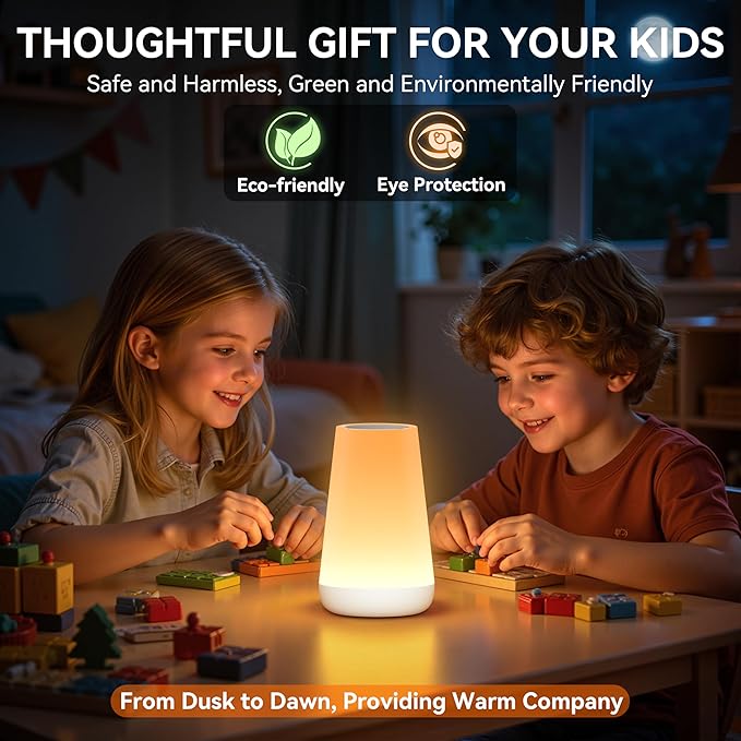 Auxmir Rechargeable LED Night Light, Touch & Remote Control Bedside Lamp with 13 Colors, 5 Brightness Levels, Portable Table Lamp for Kids Baby Nursery, Bedroom, Bathroom, Camping, White