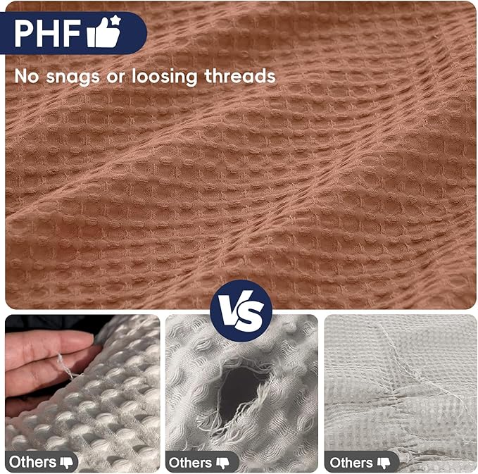 PHF Ultra Soft Waffle Weave Pillow Shams King Size, No Insert, 2 Pack 20" x 36" Pillowcases,Breathable & Skin-Friendly Pillow Cases, Stylish Decorative Bed Pillow Cases Covers,Burnt Umber