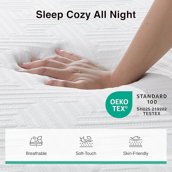 Novilla Twin XL Mattress, Memory Foam Mattress 8 inch for Pressure Relief, Enhanced Support & Plush Comfort, Grey & White